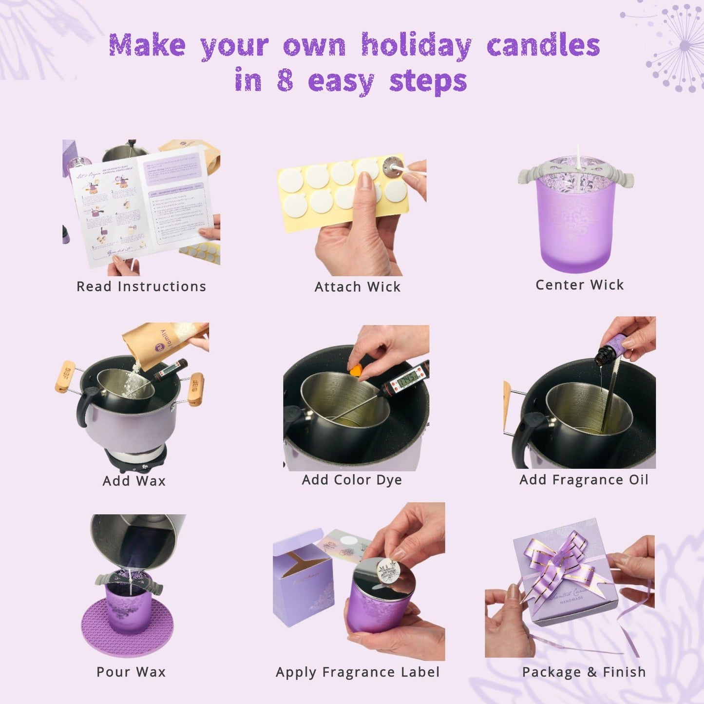 RU HANDMADE DIY Candle Making Kit for Adults – Soy Wax Candle Kit for Beginners, Make 7 Full-Size Candles with 7 Gift Boxes, 1120g Wax, 7×10ml Fragrance Oils, 4 Glass 7oz Jars & 3 Tins
