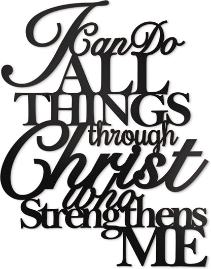 Metal Wall Art by I Can Do All Things - Philippians 4:13 Christian Decor | 17” x 13” Scripture Design