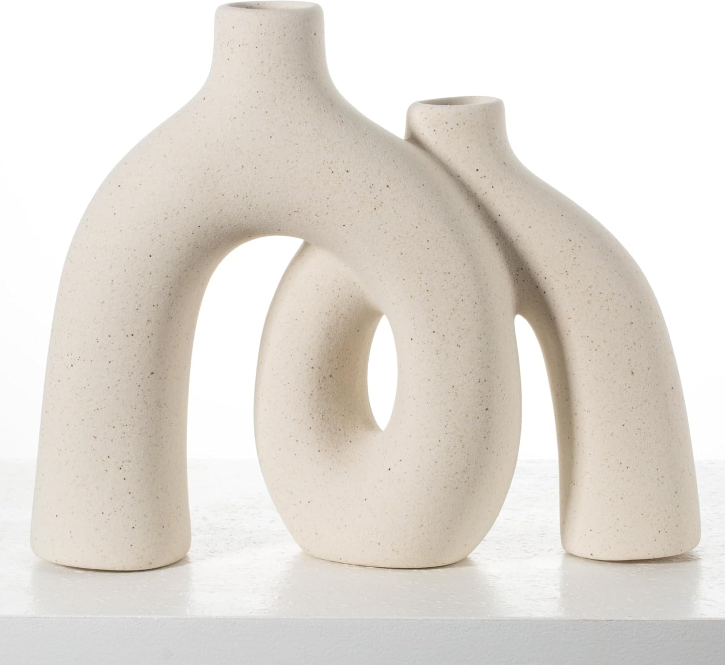 Set CEMABT Modern Nordic Boho Vase - Elegant Beige Matte Ceramic Home Decor for Living Room, Bookshelf, Mantel