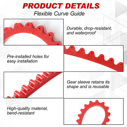 Frienda 78" Router Edge Guide Templates Kit Flexible Curve Ruler for Woodworking with 150 Self-tapping Screws Adjustable Arcs Red Tool for Router Precision Trimming Arc Angle Positioning Cabinet Table
