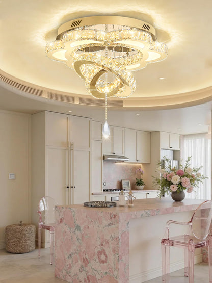 ykolupty W24 Modern Crystal Gold Chandelier for Living Room Dining Room,Bedroom, Entrance Ceiling Light Lamparas de techo LED Dimmable 2700K-6000K