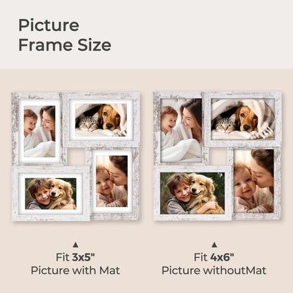 TWING 4x6 Collage Picture Frames White, Rustic Family Collage Picture Frames Wall Decor, Ideal Gift for Valentine's Day/Mother's Day, Wall Hanging or Tabletop