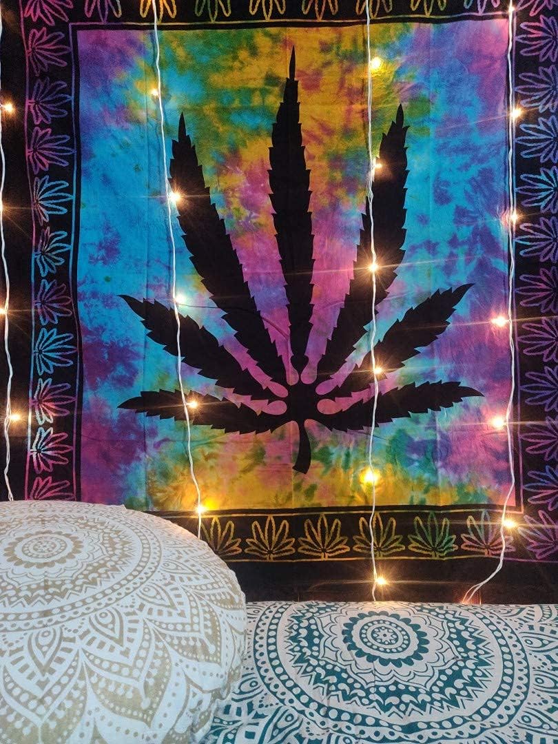 ICC Weed Tapestry, Marijuana Wall Hanging, Cannabis Hippie Decor, Small Hippie Rasta Ganja Tapestries