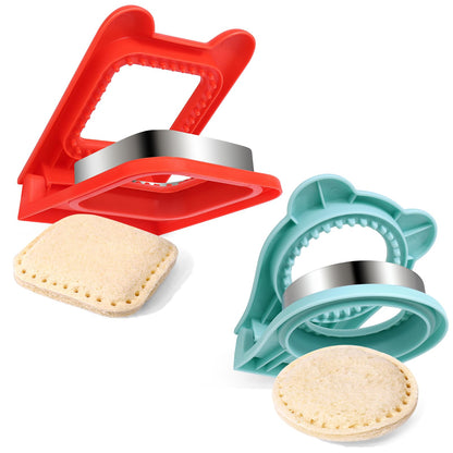 Vodolo Sandwich Maker,2PCS Sandwich Cutters for Kids Lunch,Crustless Breakfast Sandwich Cutter and Sealer Set Great for Children Boys Girls Lunchbox and Bento Box,Circle Square