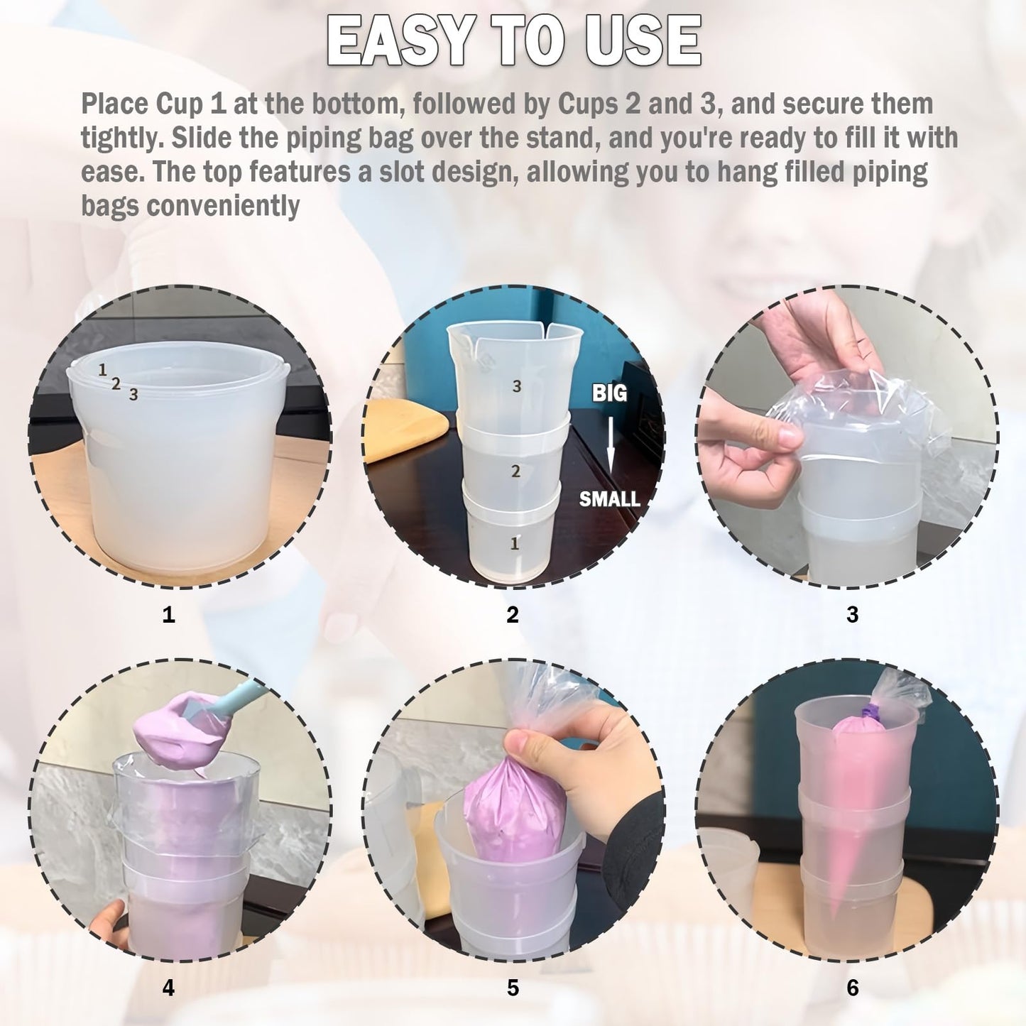 Runspich Piping Bag Holder Stand for Easy Filling – Cake Decorating Supplies Kit for Pastry & Icing Bags