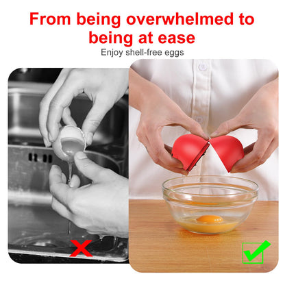 PowCube Egg Cracker, Silicone Egg Shell Opener, Cute Egg Shaped Design, Opens Eggs with Ease, A Little Happiness Boost for Your Kitchen. (Color: Deep Red, 1-Pack)