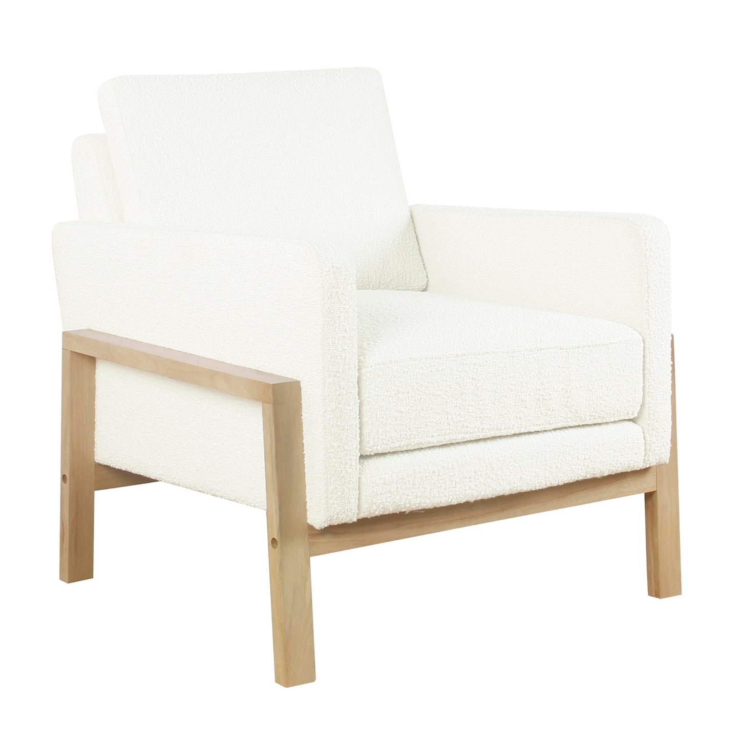 HomePop Wood Frame Accent Chair | Homepop Home Decor | Accent Chairs for Living Room & Bedroom - Cream Boucle