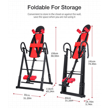 Strength Training Inversion Equipment, Heavy Duty Gravity Inversion Table with Headrest and Adjustable Protective Strap - 300lbs Capacity