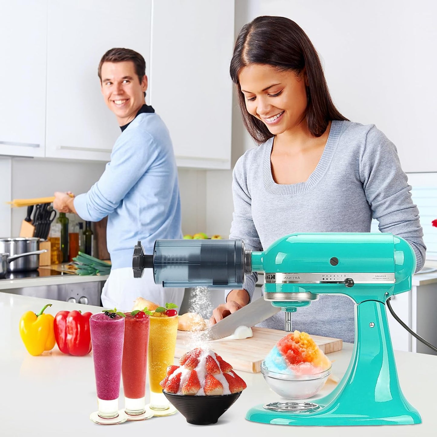 Aien 8 Shave Ice Attachment for KitchenAid Stand Mixer,with Molds Shave Ice Attachment for KitchenAid Stand Mixers, Ice