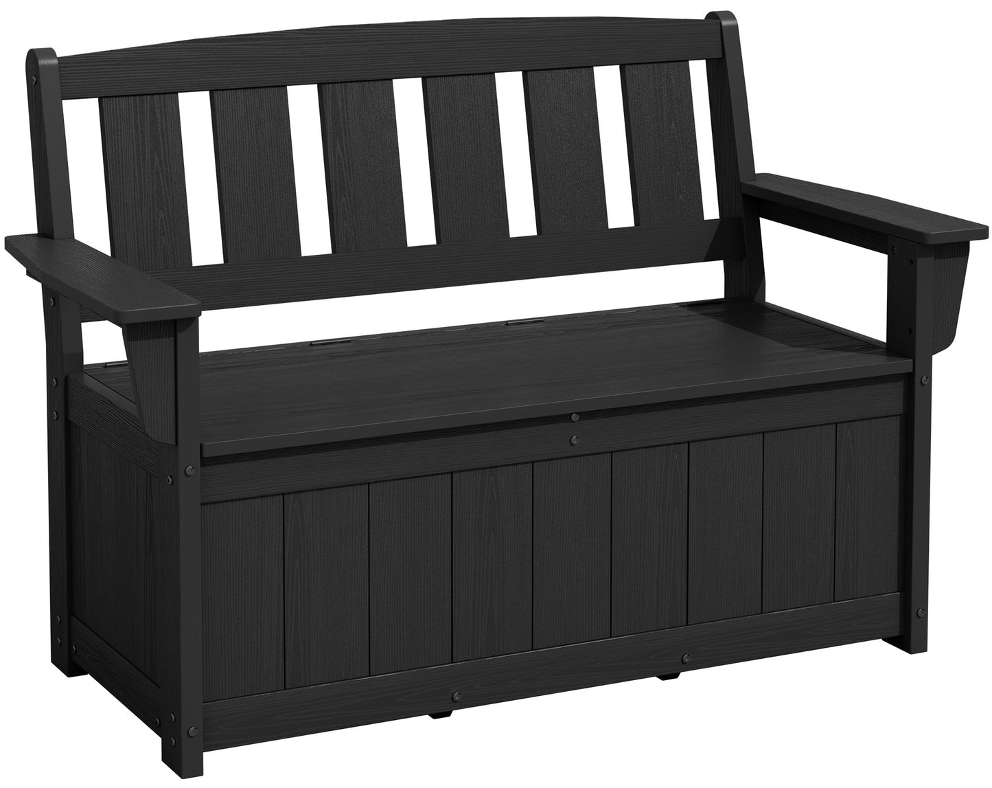 SERWALL HDPE Outdoor Storage Bench, All-Weather, UV-Resistant Deck Box with Waterproof Storage Bags, 57 Gallon Dual-Use Seat & Organizer Deck Boxes for Patio, Garden Tools & Pool (Dark Black)