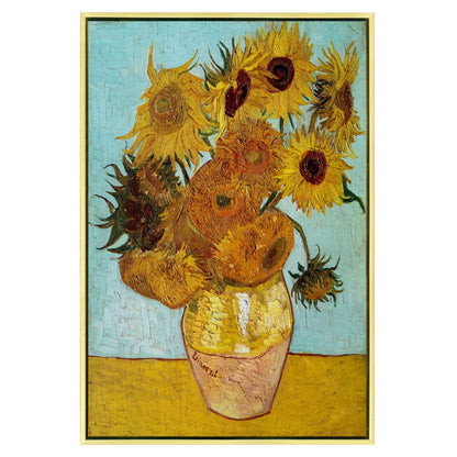Wieco Art Framed Wall Art Canvas Prints of Sunflower by Vincent Van Gogh Paintings Reproduction Abstract Wall Decorations for Living Room Golden Frame