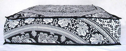 24 Black White Elephant Flower Mandala Mandala Barmeri Large Floor Pillow Cover Cushion Meditation Seating Ottoman