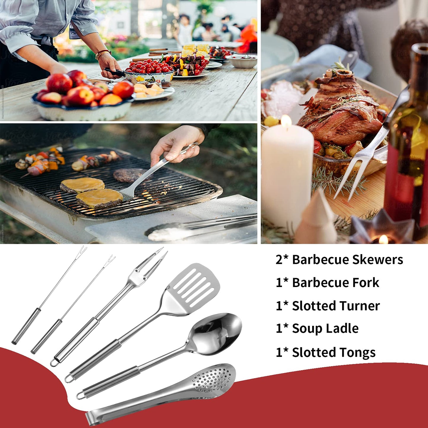 Portable 27 Piece Camping Cookware Kit - Stainless Steel Grilling Utensils for Travel, Picnics, RVs, BBQs, Parties and More