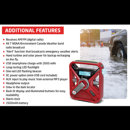 American Red Cross FRX3 All-Purpose Rechargeable Weather Alert Radio with Solar Panel - ARCFRX3