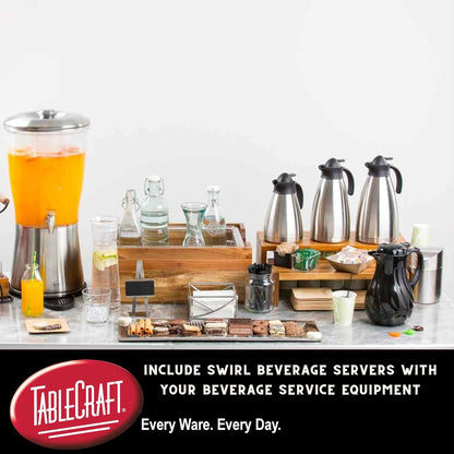Tablecraft Insulated Coffee Server, Tea and Hot Water Beverage Dispenser, 64 Ounce, Black, BPA Free
