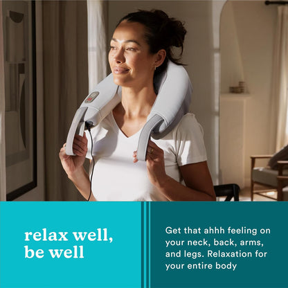 Homedics Pro Therapy Vibration Neck Massager with Heat — Soft Foam, Vibration Massage, Plus Soothing Heat and Choice of 2 Speeds, Pull Tighter to Increase Intensity, Tan