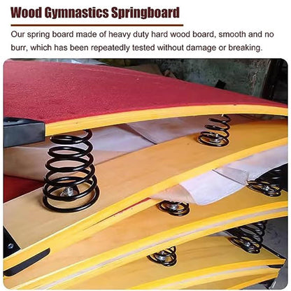 Gymnastics Springboard, Hardwood with Crash Protection Mats, Heavy Duty Vaulting Springboard for Kids, Teens, and Adults