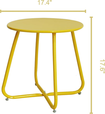 17.5 Elevon E-Coated Steel Side Table Weather Resistant Outdoor Round End Table Accent Table for Bistro Balcony