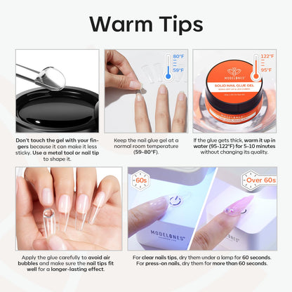 modelones 9 in One Gel Nail Glue Brush On Nail Glue 15 ml for Tips, Rhinestones, Base Coat, Blooming Art Gel Kit for Press on Nails Acrylic Tips U V Lamp Needed 2Pcs