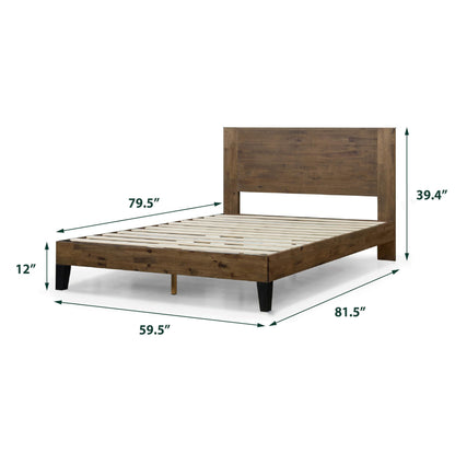 Zinus Tonja Wood Platform Bed Frame with Headboard, Mattress Foundation with Wood Slat Support, No Box Spring Needed, Easy Assembly, Queen