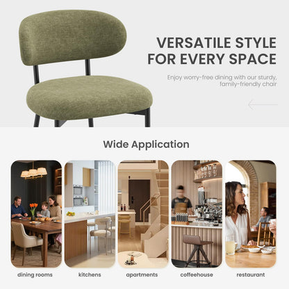Upholstered Dining Chairs Set of 4, Modern Fabric Kitchen Chairs with Curved Backrest and Cushioned Seat, Sturdy Metal Legs, Modern Dining Chairs for Kitchen Dining Room, Living Room,Green