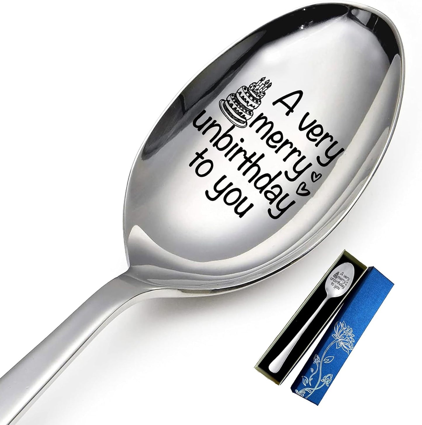 Funny Engraved Stainless Steel Gourmet Spoon, "A very Merry Unbirthday to You," Best Gift for Coffee Lovers