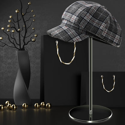Chunful 4 Sets Acrylic Hat Stand Holder Wig Display Rack Clear Pedestal Stand Baseball Hat Rack Round Acrylic Risers for Tabletop Display Watch Jewelry(12 Inch)