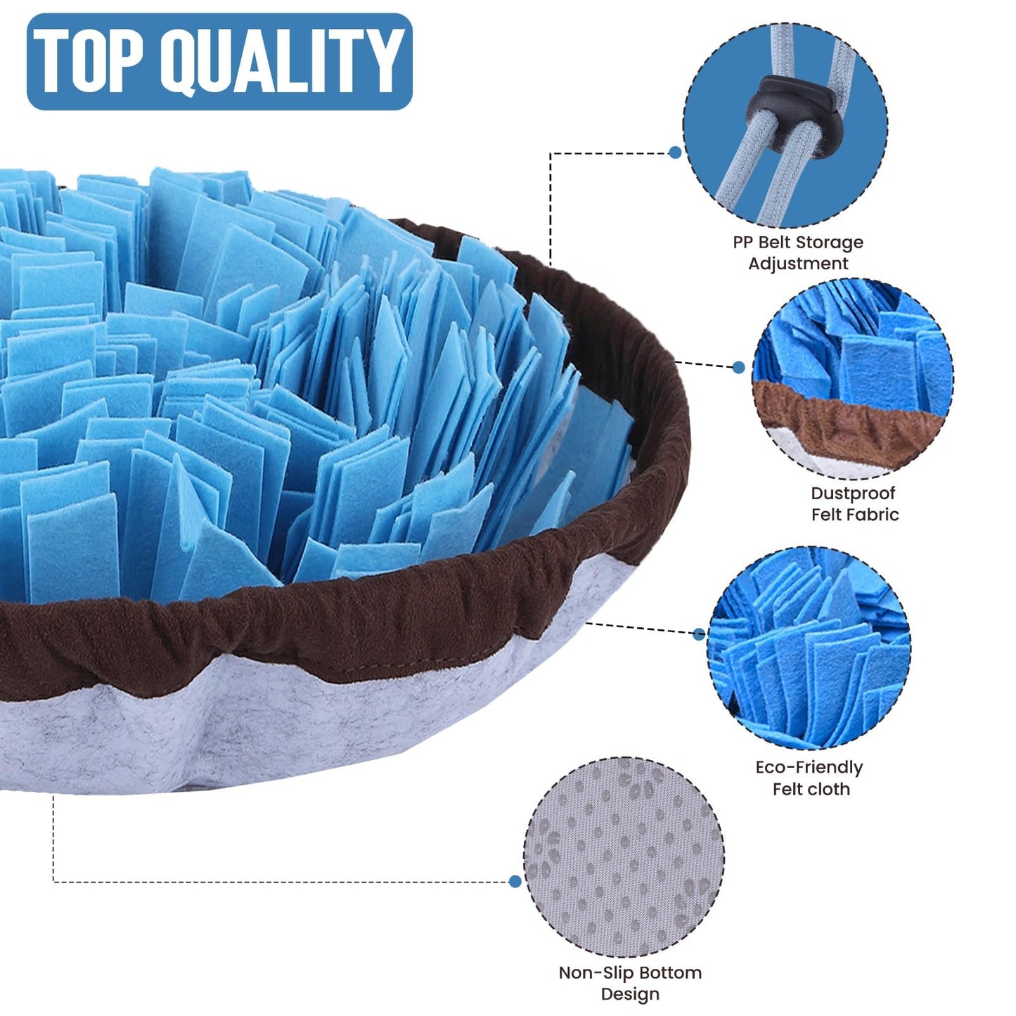 PET ARENA Snuffle Mat for Dogs - Adjustable Interactive Puzzle Toy for Large & Small Breed Slow Feeder for Mental Stimulation & Stress Relief Encourages Natural Foraging Ideal for Indoor & Outdoor Use