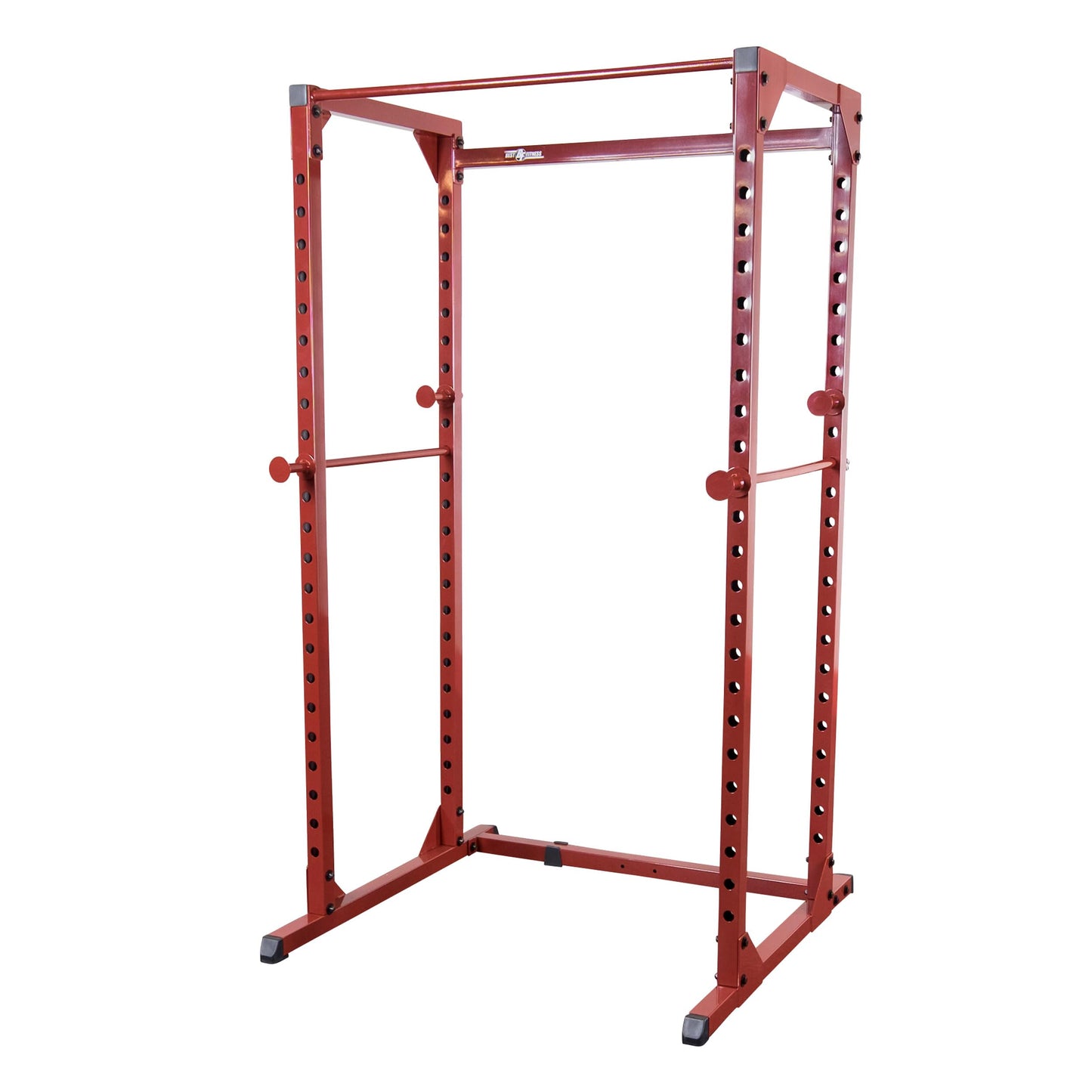 Body-Solid Best Fitness Power Rack - 14-Gauge Steel Home Gym with 500lb Capacity, Chin Bar, 23 Adjustable Safety Bars, Optional LAT & Dip Attachments, Red