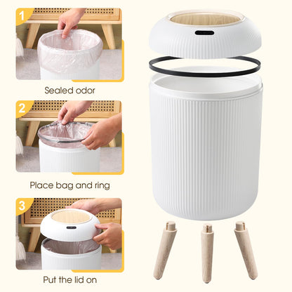 onlcuk Automatic Motion Sensor Bathroom Trash Can with Lid, 3 Gallon / 11L Touchless Trash Garbage Bin with Removable Legs for Kitchen, Bedroom, Office, Small Trash Cans Trashcan Wastebasket-White