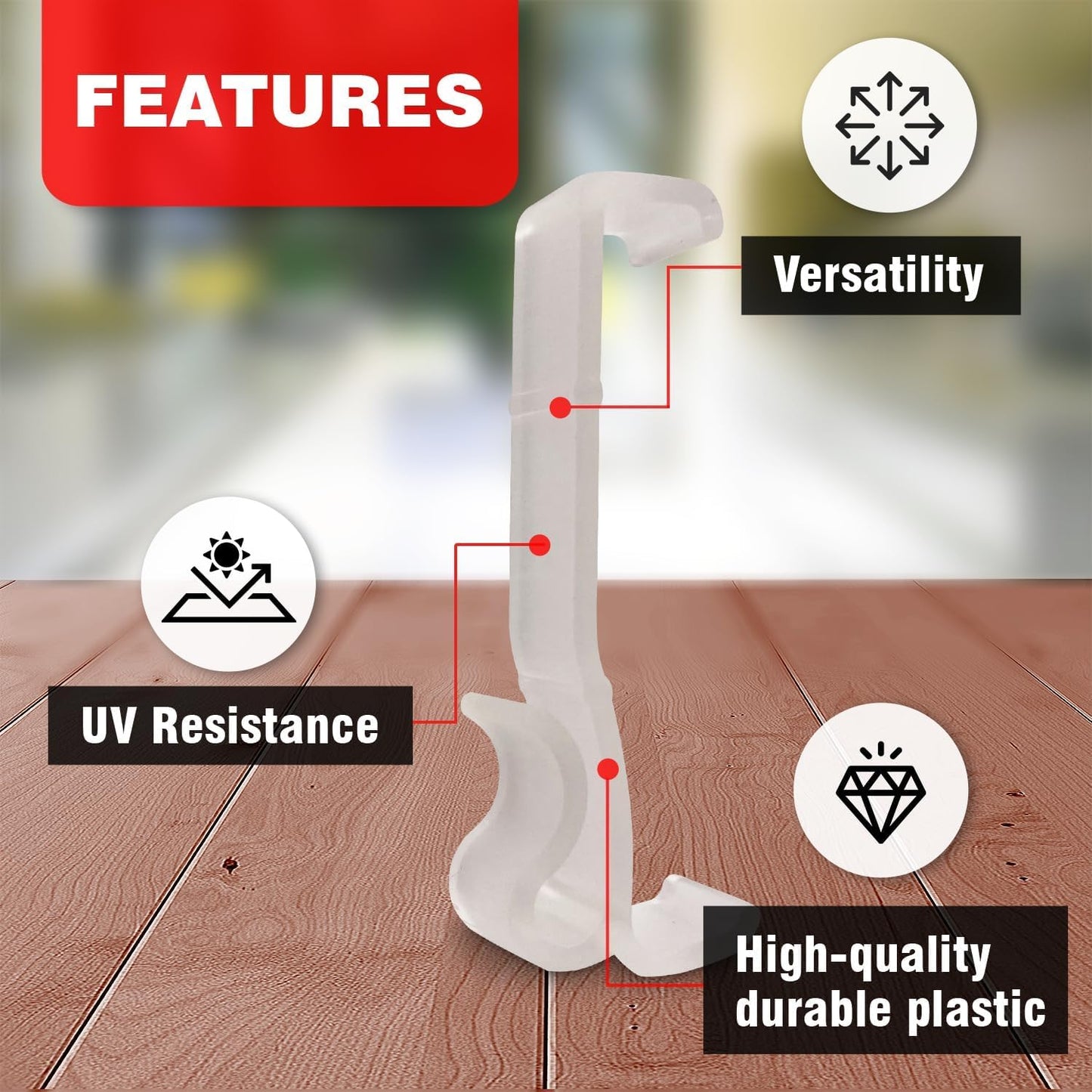 Amazing Drapery Hardware 10-Pack Clear Valance Clips, 2.5 Inch - Sturdy Plastic Brackets for Wood & Metal Treatments