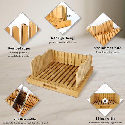 HJJK Bread Slicer for Sourdough Rounds, 11″ Adjustable,Large Wide Capacity, The ideal gift for baking experts(Natural color)