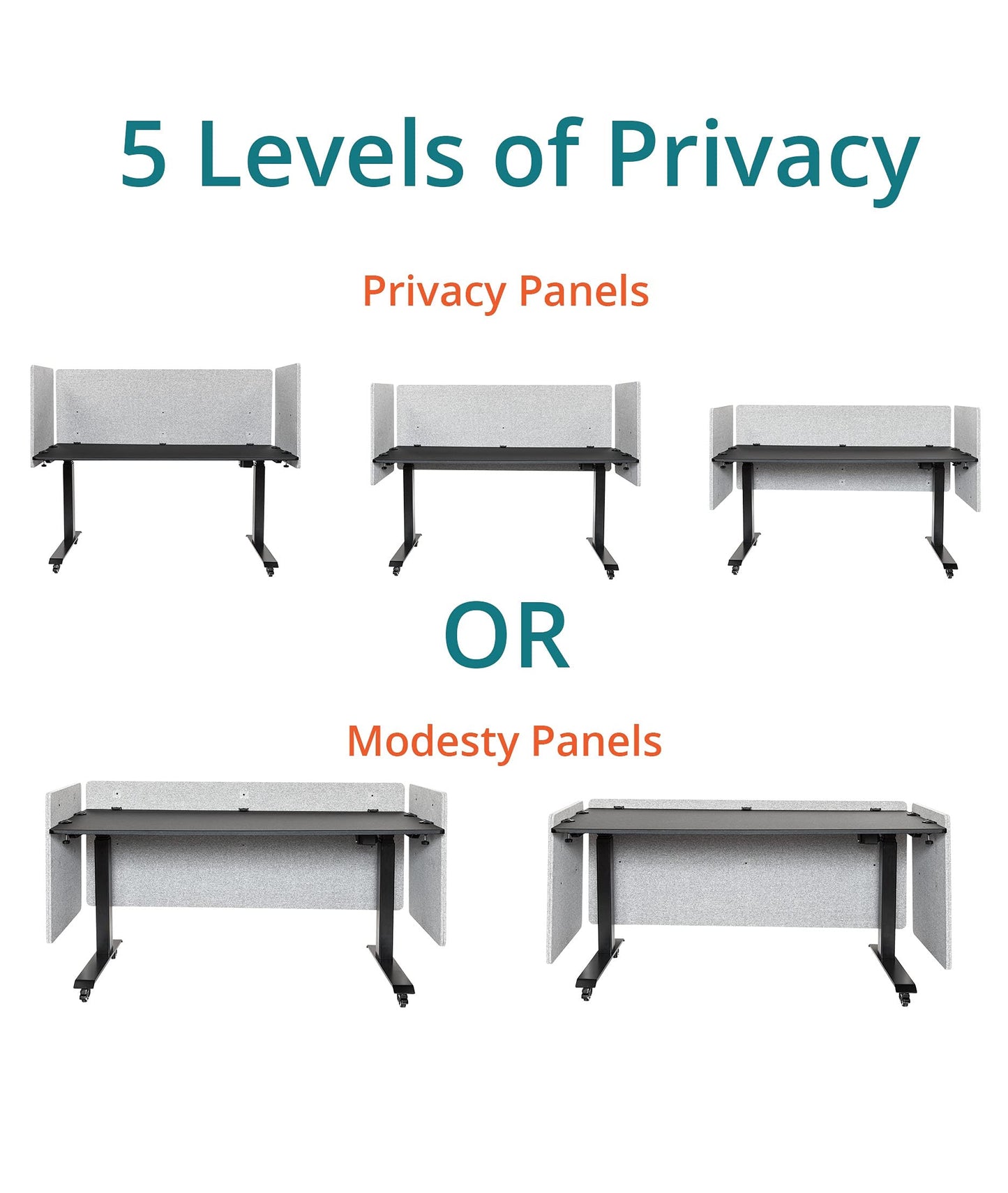 Stand Up Desk Store ReFocus Clamp-on Acoustic Desk Divider Privacy Panel that Reduces Noise and Visual Distractions (Ash Gray, 59" x 23.6")
