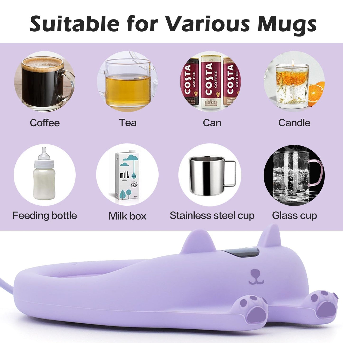 PUSEE Mug Warmer,Coffee Warmer for Desk Candle Warmer Auto Shut Off,Coffee Cup Warmer with 3 Temp Settings,Electric Beverage Warmer Plate for Coffee,Tea,Water Milk and Cocoa(Not Include Cup)