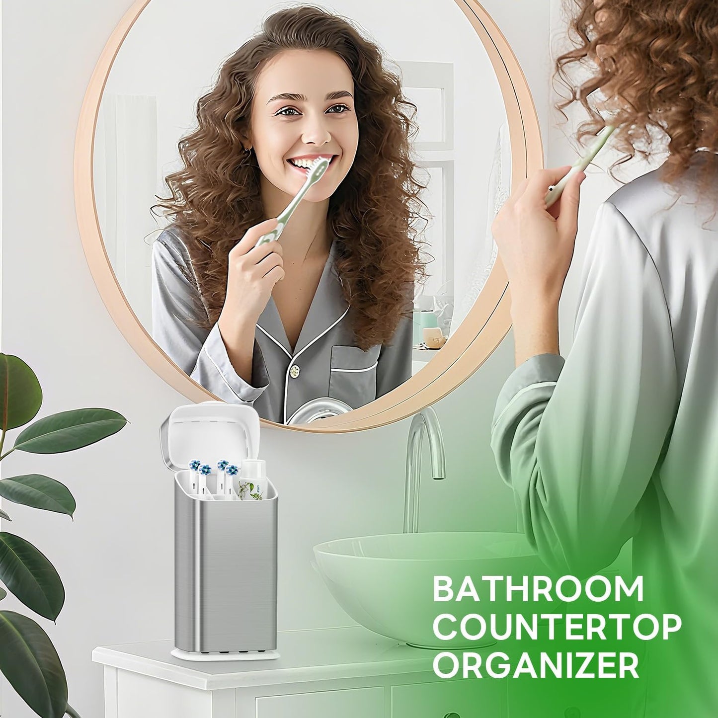 9 inches, 5 GFWARE Toothbrush Holders with Cover - Electric Toothbrush Length Less Than Slots Tooth Brush Holder
