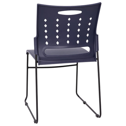 Flash Furniture HERCULES Series 881 lb. Capacity Navy Sled Base Stack Chairs with Air-Vent Back, Set of 5