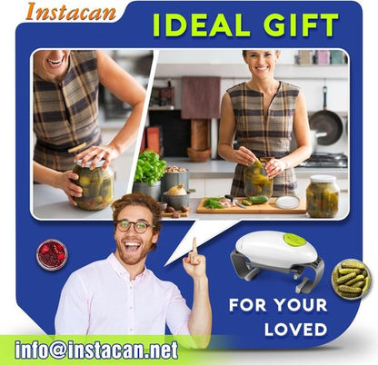 INSTACAN Electric Jar Opener - Higher Torque, One-Touch Operation for Easy Lid Removal | Ideal for Seniors & Arthritic Hands (White)