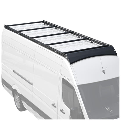 MELIPRON Camper Van Roof Rack Fit for Mercedes-Benz Sprinter 170" WB High Roof, Low Profile Aluminum Rack with Wind Fairing, T-Slot Crossbars for Solar Panels, Awnings, 300lb Dynamic/500lb Static