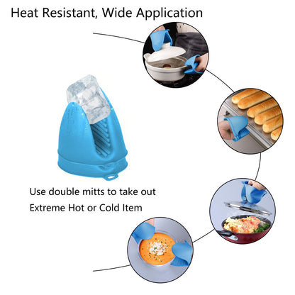 Silicone Oven Mitts Heat Resistant Pot Holder Set for Kitchens, 3 Pair Mini Cute Kitchen Mittens Silicone Pinch Grip, ChufanMomsil Small Short Oven Rubber Gloves for Air Fryer, Baking, Colorful