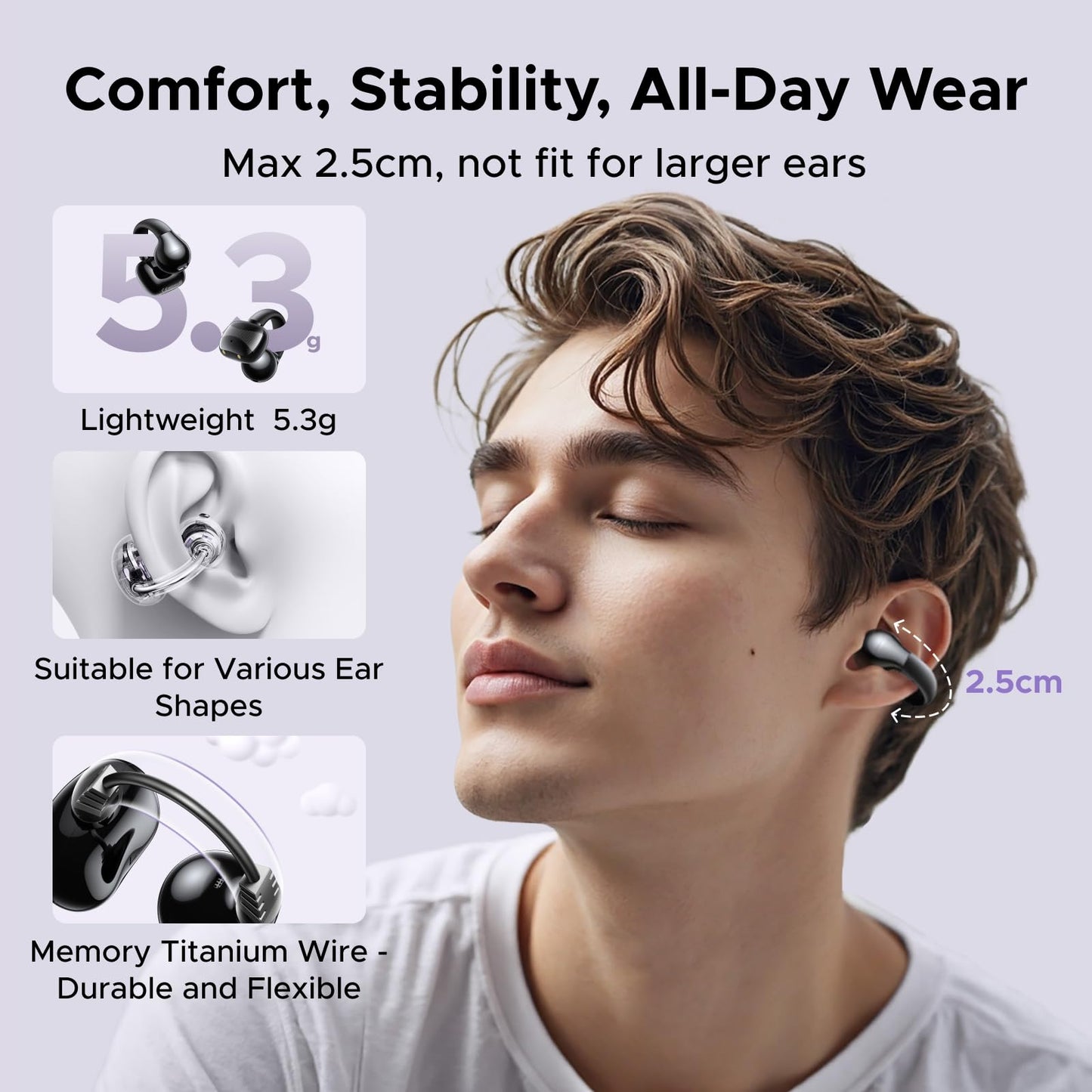 UGREEN Open Ear Wireless Headphones Bluetooth 5.4, 12mm Driver Sports Earphones with ENC, Fast Charging for 30 Hours Playtime, Compatible with iPhone Android and Bluetooth Devices