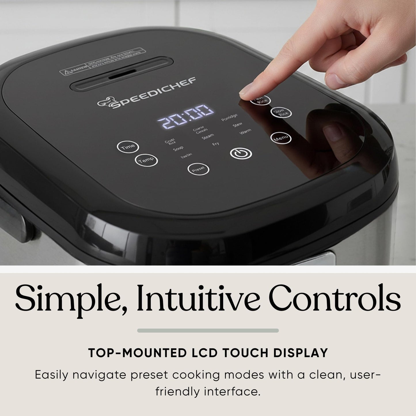 SPEEDICHEF 10-Cup Rice Cooker with Steamer Basket | Smart Rice Maker with Easy-to-Clean Nonstick Inner Pot | Delay Timer & Keep Warm Settings | Non-Toxic & BPA-Free | Ideal for Family Meals, Stainless Steel