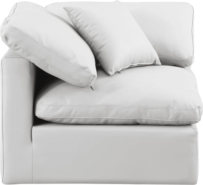 Meridian Furniture Indulge Vegan Leather Corner Chair in Cream