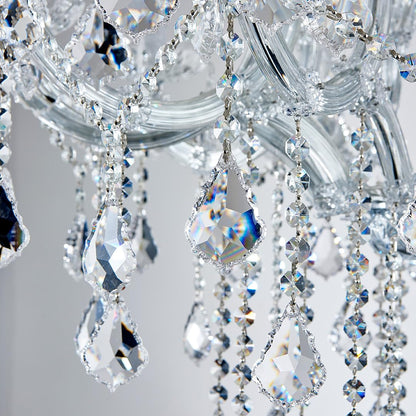 TMAFON Modern Chrome Chandelier Light Fixture - Luxury Maria Theresa Crystal Chandeliers for Dining Room, Kitchen Island, Living Room, Bedroom, 15 Lights, 2 Layers