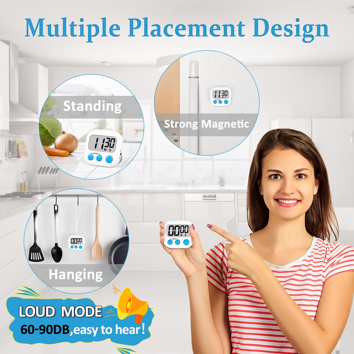 ZILLEEN Classroom Timers for Kids Classroom Magnetic Digital Kitchen Timers for Cooking Teachers Gym Game 12 pcs