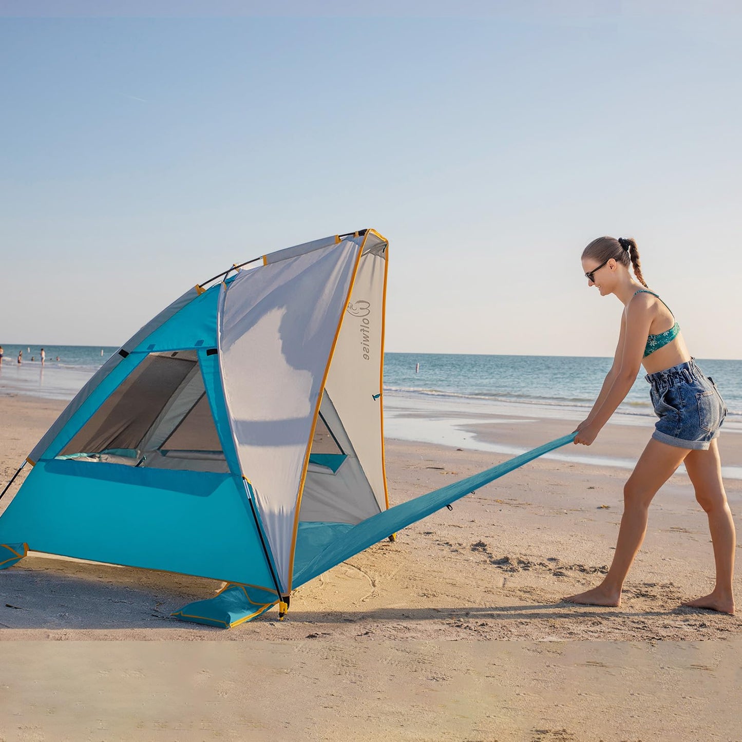 WolfWise Beach Tent Anti-UV Portable Sun Shade Shelter Blue
