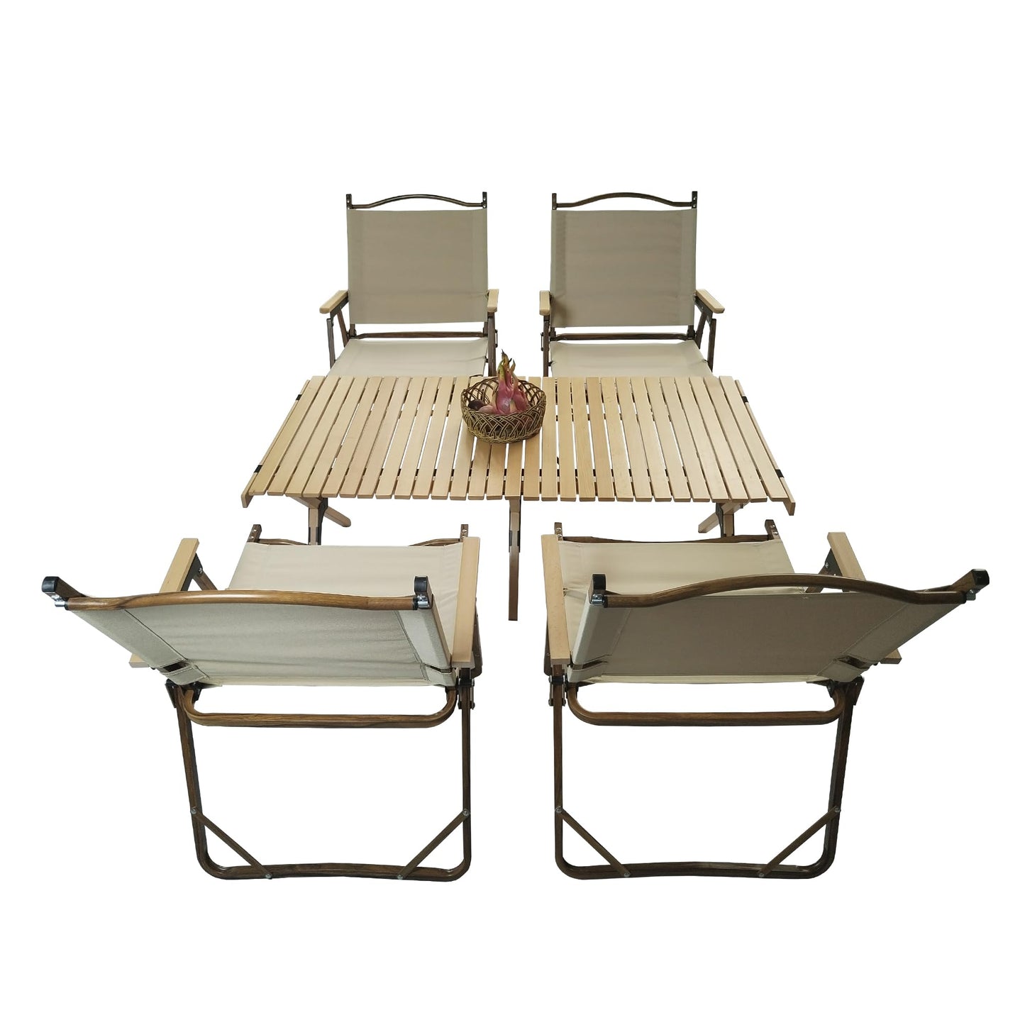 Wooden Folding Dining Set with 4 Chairs, Portable Picnic Table Set for Outdoor Camping and Indoor Kids