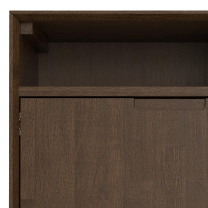 SIMPLIHOME Banting SOLID HARDWOOD 36 inch Wide Modern Industrial Entryway Storage Cabinet in Walnut Brown for the Living Room, Entryway and Family Room