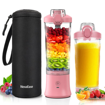 Portable Blender Personal Juicer for Shakes and Smoothies - 20 OZ Electric Protein Shaker Bottle with Insulated Sleeve, Travel Lid, USB-C Rechargeable - Mini Small Blender Cup for Kitchen, Office, Gym