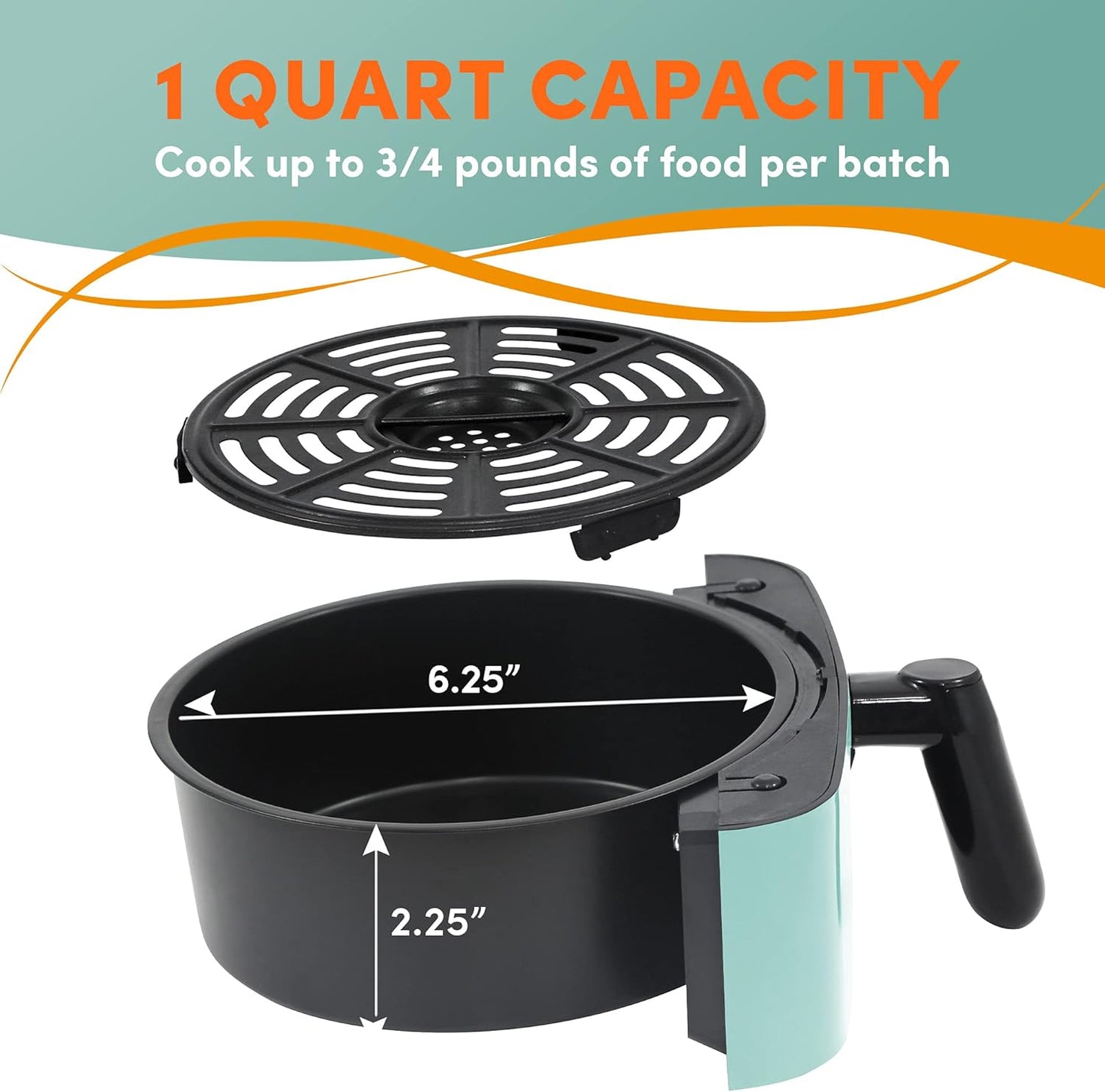 Elite Gourmet EAF-3218BL Personal 1.1Qt Compact Electric Hot Air Fryer, Oil-Less Healthy Cooker with Timer &