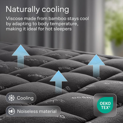 Niagara Ultra Soft King Size Mattress Topper - Bamboo Viscose Pillow Top for Back Pain Relief | Naturally Cooling, Dark Gray
